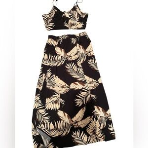 Source Unknown Black and Cream Maxi Skirt